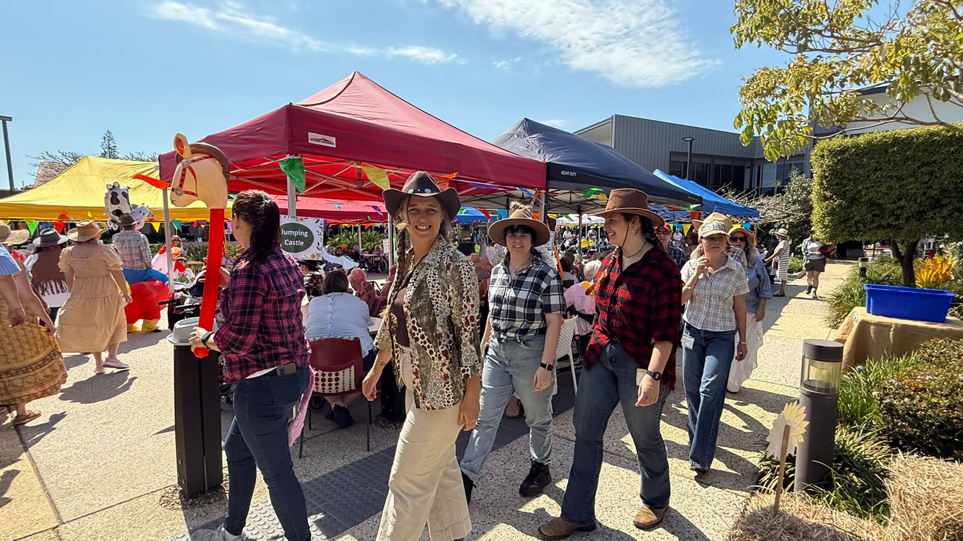 Outdoor staff parade at Family Show Day event